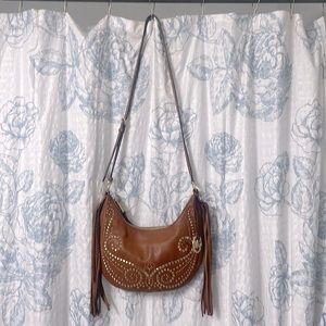 Michael Kors Leather Rhea Studded Small Slouchy Shoulder Bag Hobo Purse